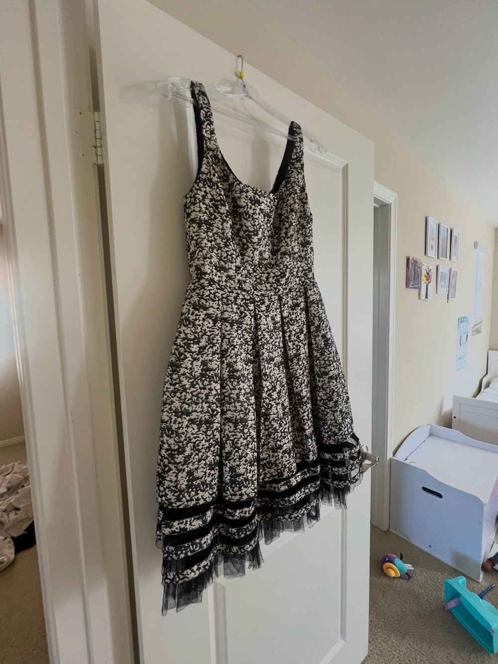 Sachin + Babi Black and White Floral A-Line Mini Dress